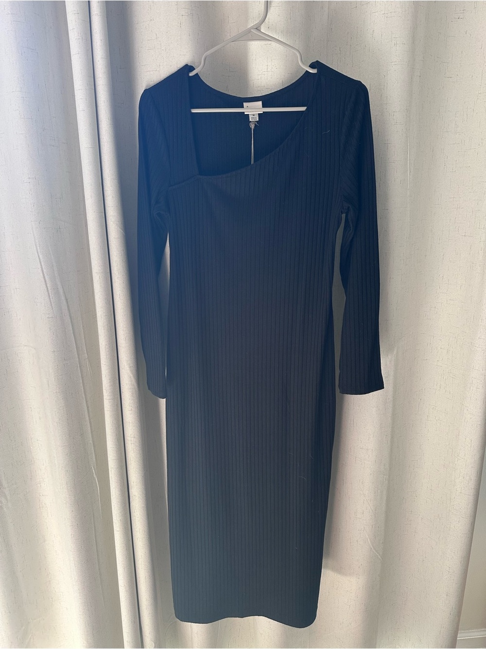 Target Black One-Shoulder Ribbed Long-Sleeve Dress